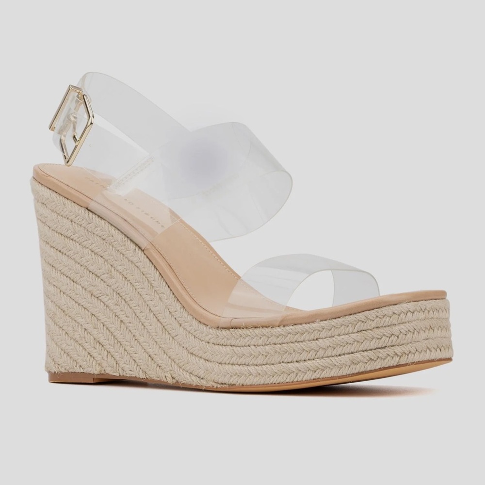 Fashion to Figure Clear Strap Billie Wide Width Wedge Heels